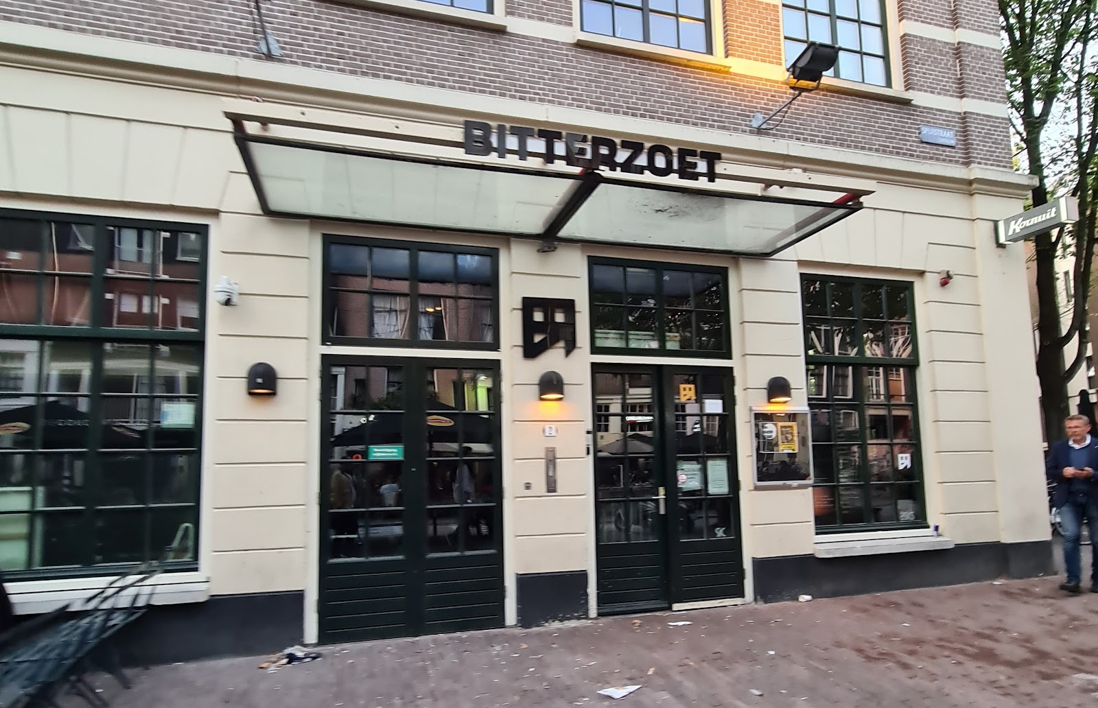 Low lit stage and bar at a late night music venue like Bitterzoet in central Amsterdam