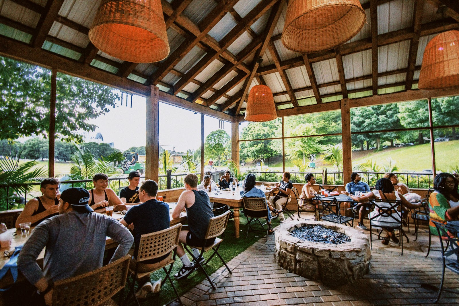 Park Tavern brewpub patio beside Piedmont Park in Midtown Atlanta