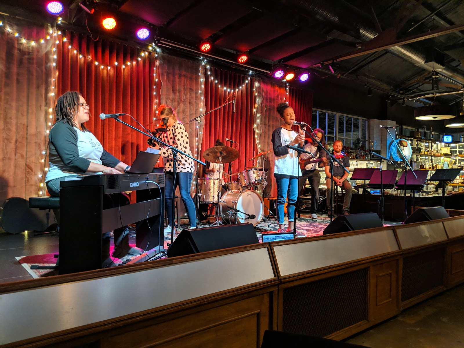 Live music bar stage and crowd, Atlanta