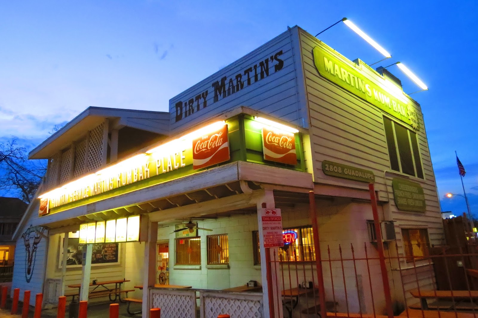 Dirty Martin's Place burger counter and bar on Guadalupe Street, Austin