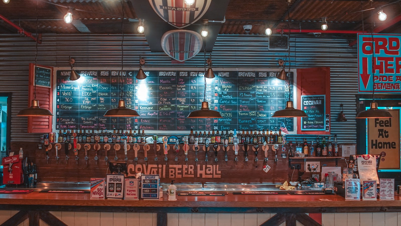 CocoVail Beer Hall craft taps and screens in Eixample, Barcelona