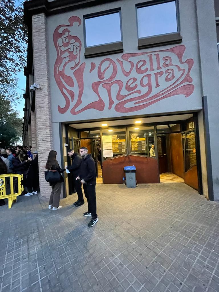 L'Ovella Negra beer hall with long communal tables near Marina, Barcelona