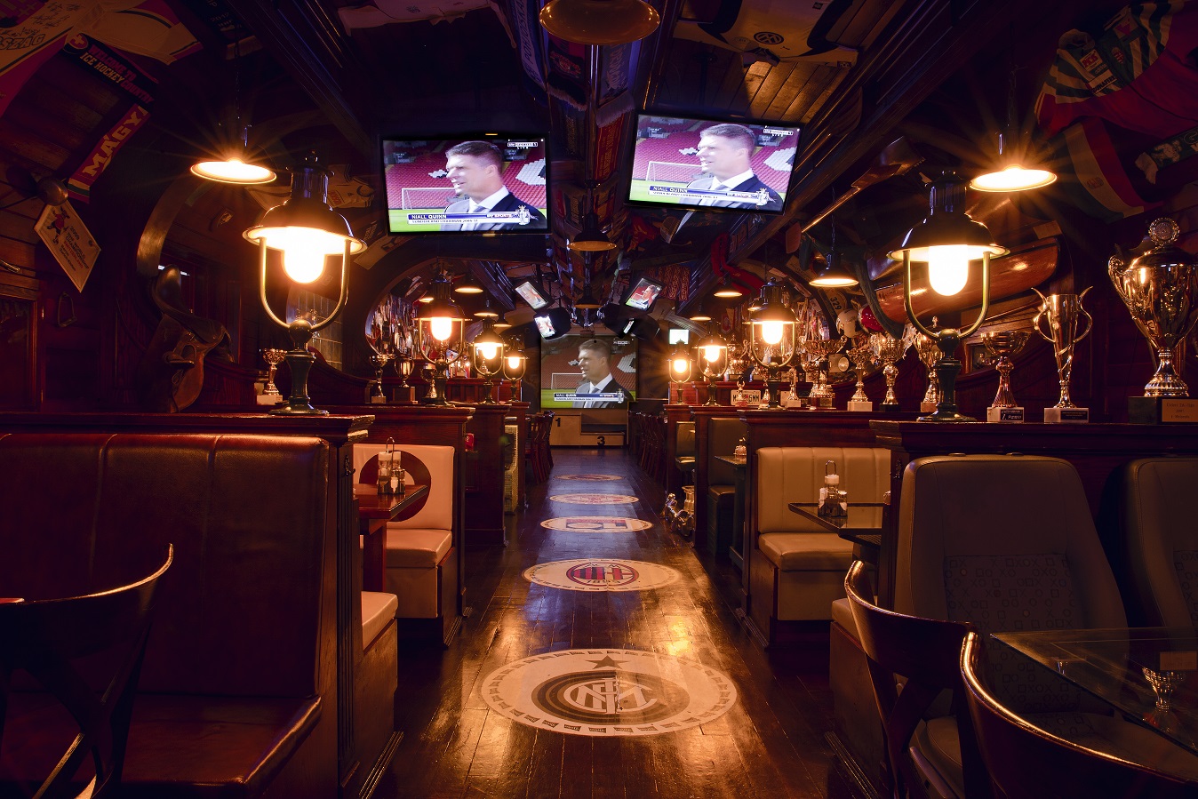 Champs Sport Pub interior with screens, Dohany utca, Budapest