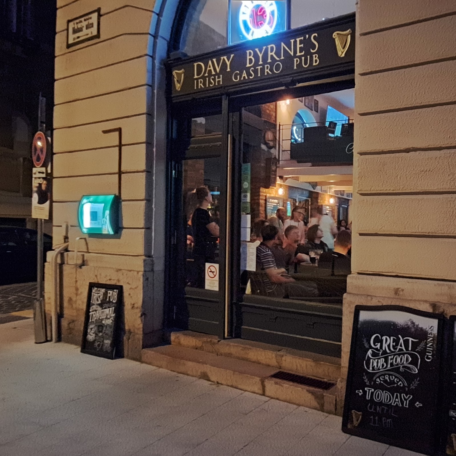 Davy Byrne's Irish pub interior with bar taps, Sorhaz utca, Budapest