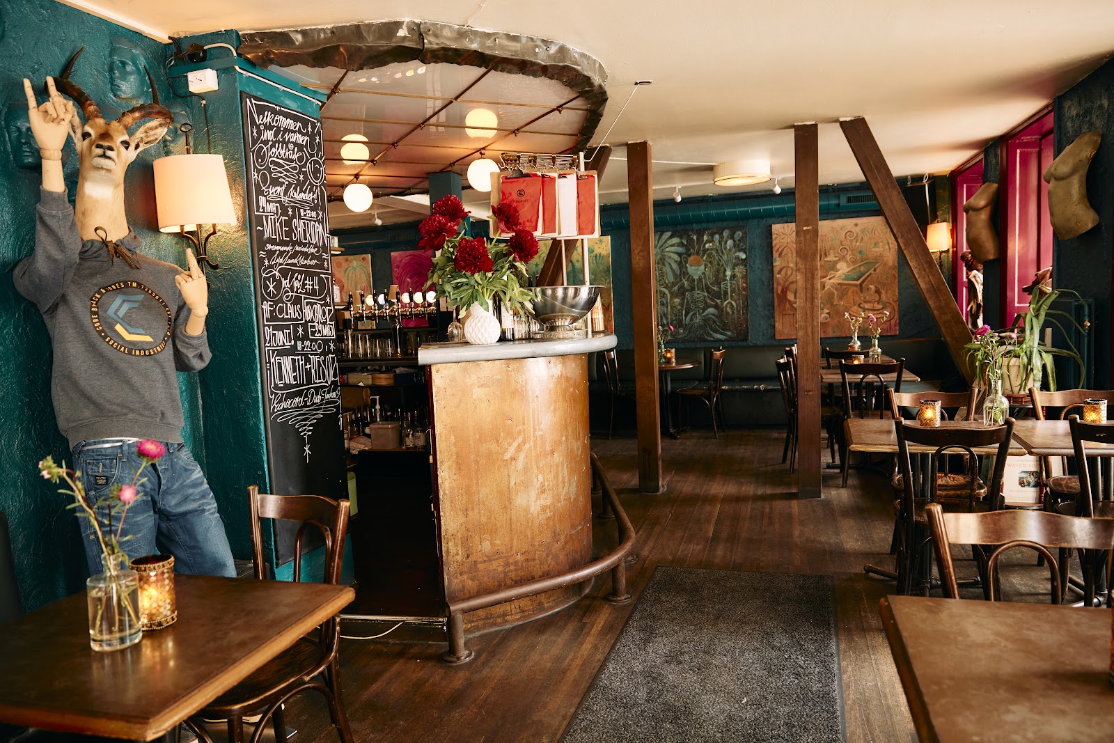 Bankeråt bohemian cafe bar interior, inner city Copenhagen