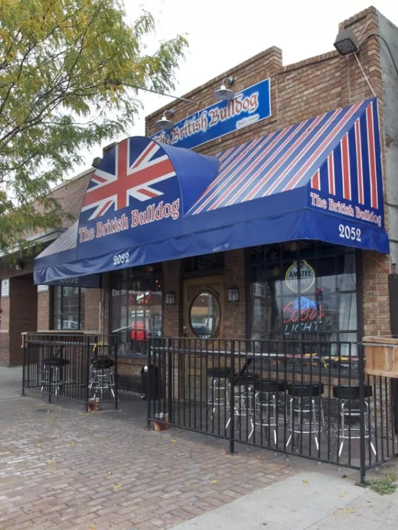 The British Bulldog soccer pub interior on Stout Street in RiNo Denver