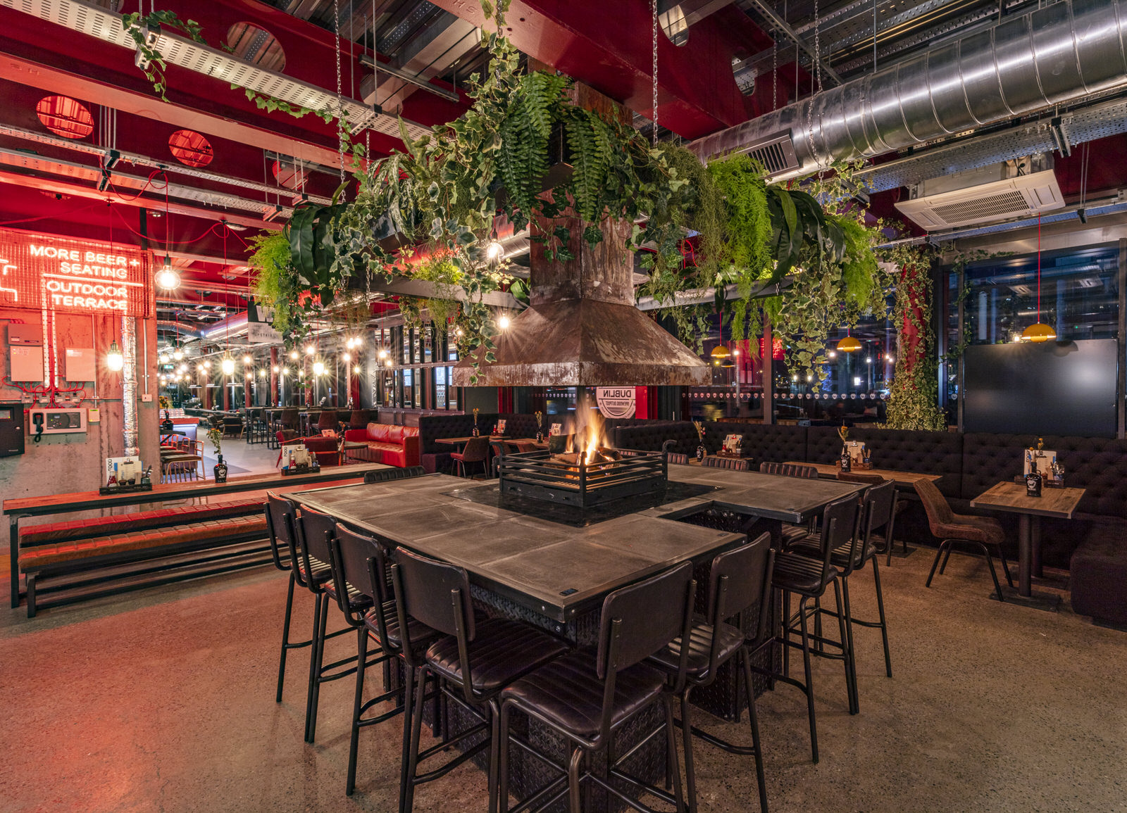 Row of craft beer taps at BrewDog Dublin on Grand Canal Dock
