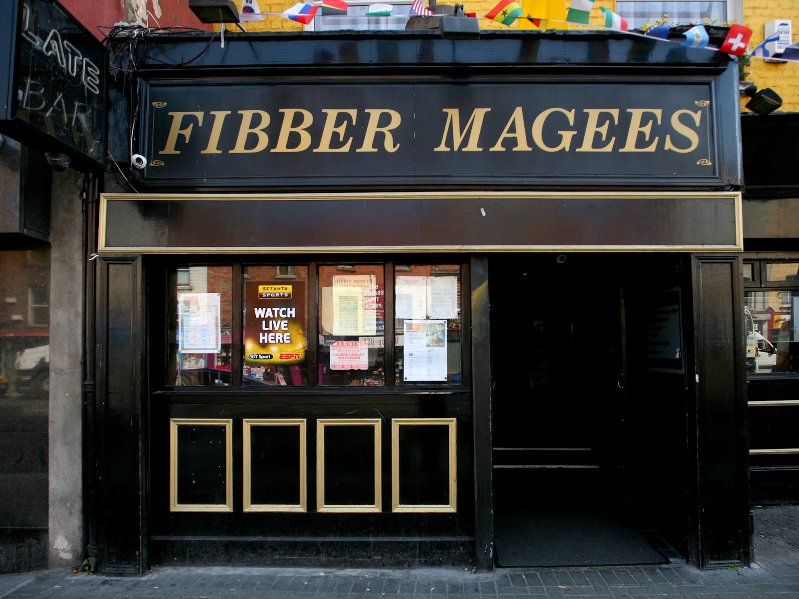 Dark rock bar interior with stage lighting at Fibber Magees on Parnell Street Dublin