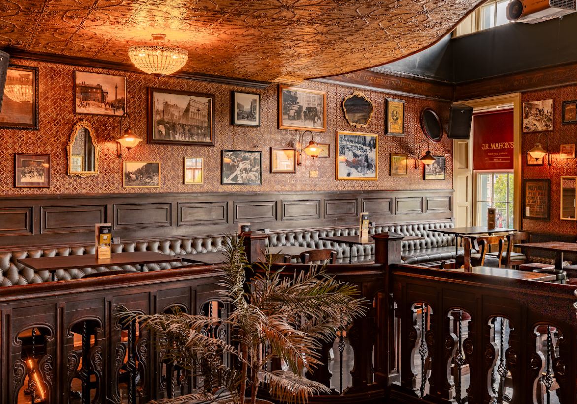 Multi-floor 19th-century brewpub interior at JW Sweetman on Burgh Quay, Dublin