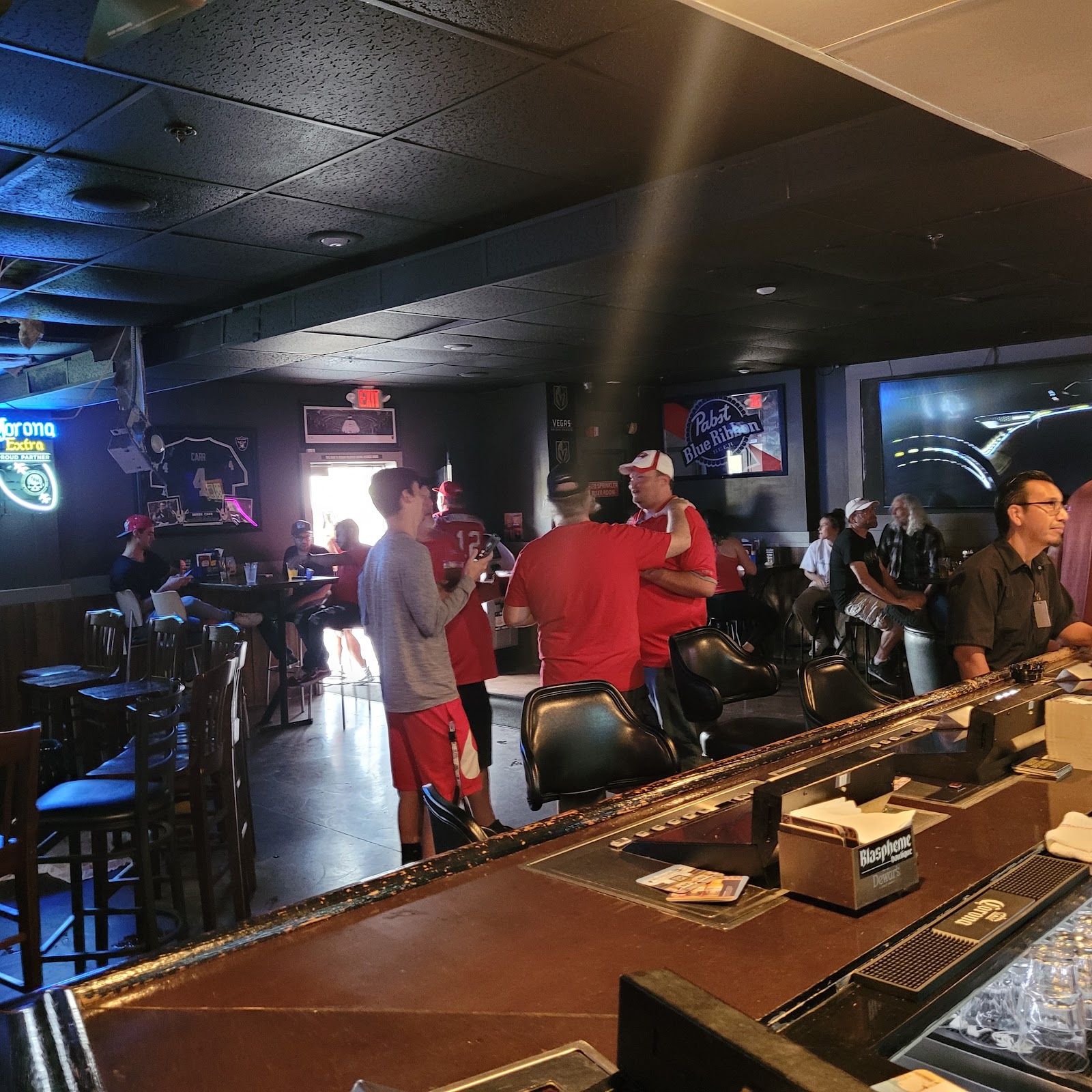 Interior of The Tailgater Tavern, a sports bar near Allegiant Stadium in Las Vegas