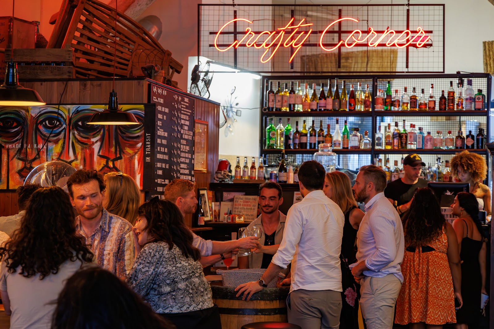 Crafty Corner craft beer taps and shelves in Cais do Sodré, Lisbon