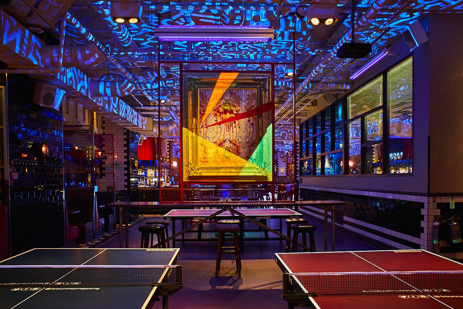 Bounce Farringdon ping pong bar interior, Holborn London
