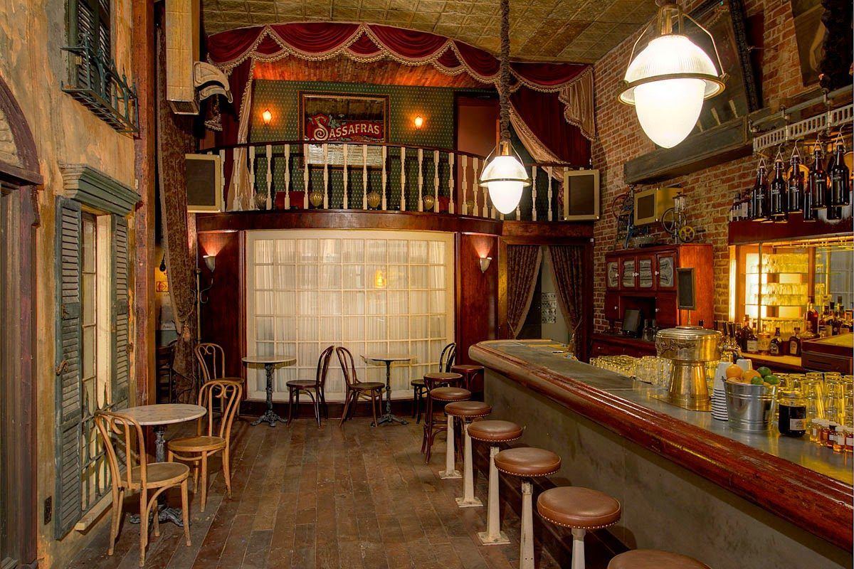 Sassafras Saloon interior with dark wood