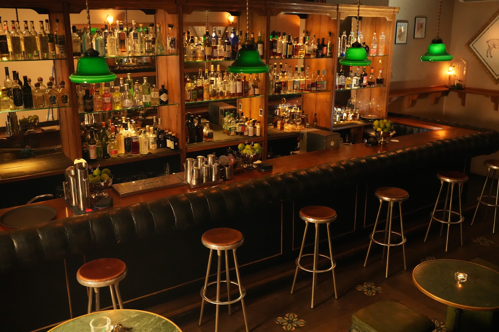 Low lit cocktail room at Santamaria, Malasana Madrid