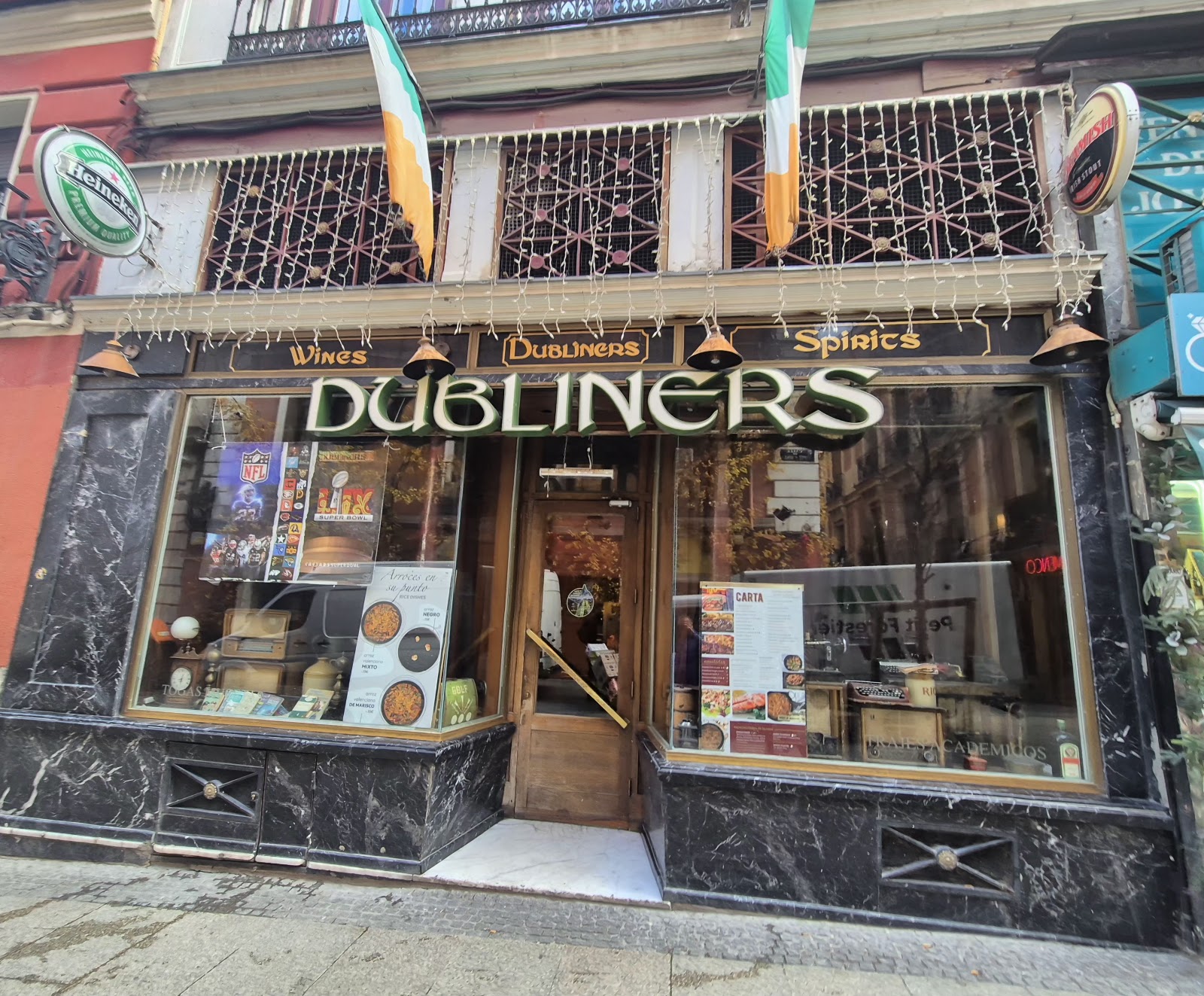The Dubliners Irish sports pub interior near Sol, Madrid