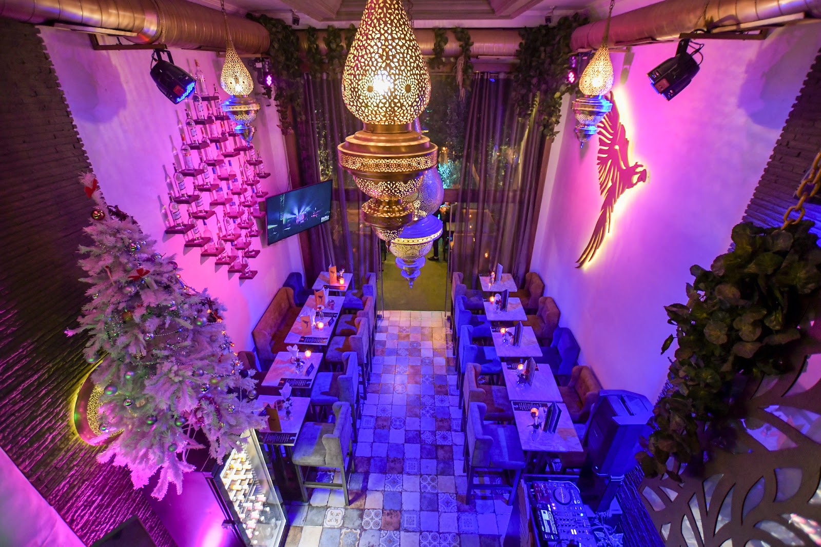 Le Perroquet bar and lounge interior in Gueliz, Marrakech