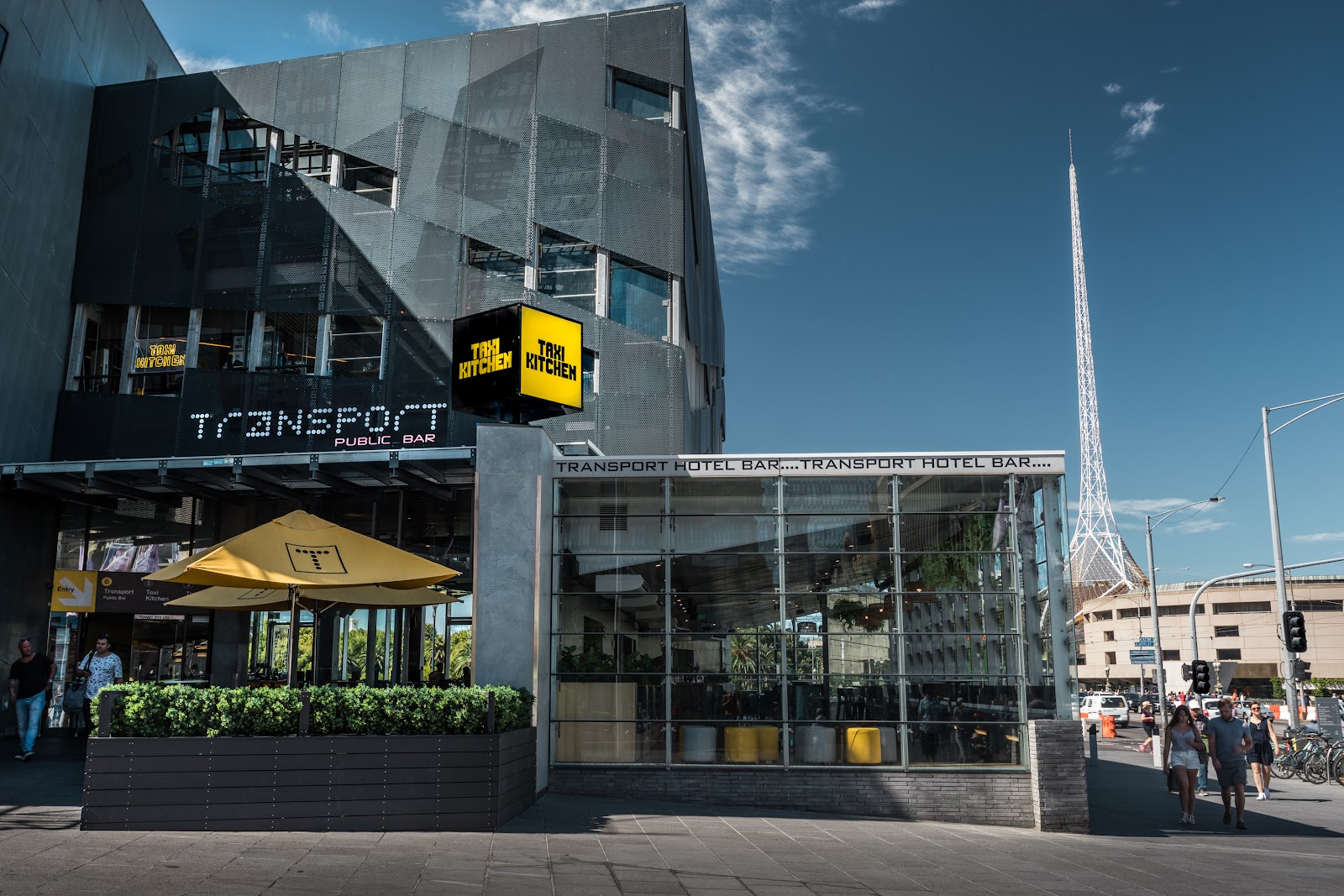 Transport Hotel public bar with big screens at Federation Square, Melbourne