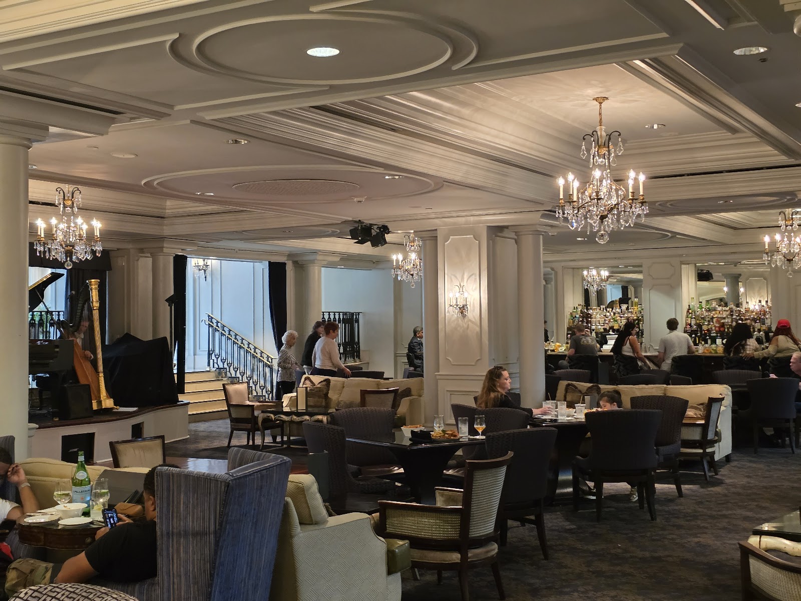 Velvet jazz lounge with low light at the Davenport Lounge inside the Ritz-Carlton, New Orleans