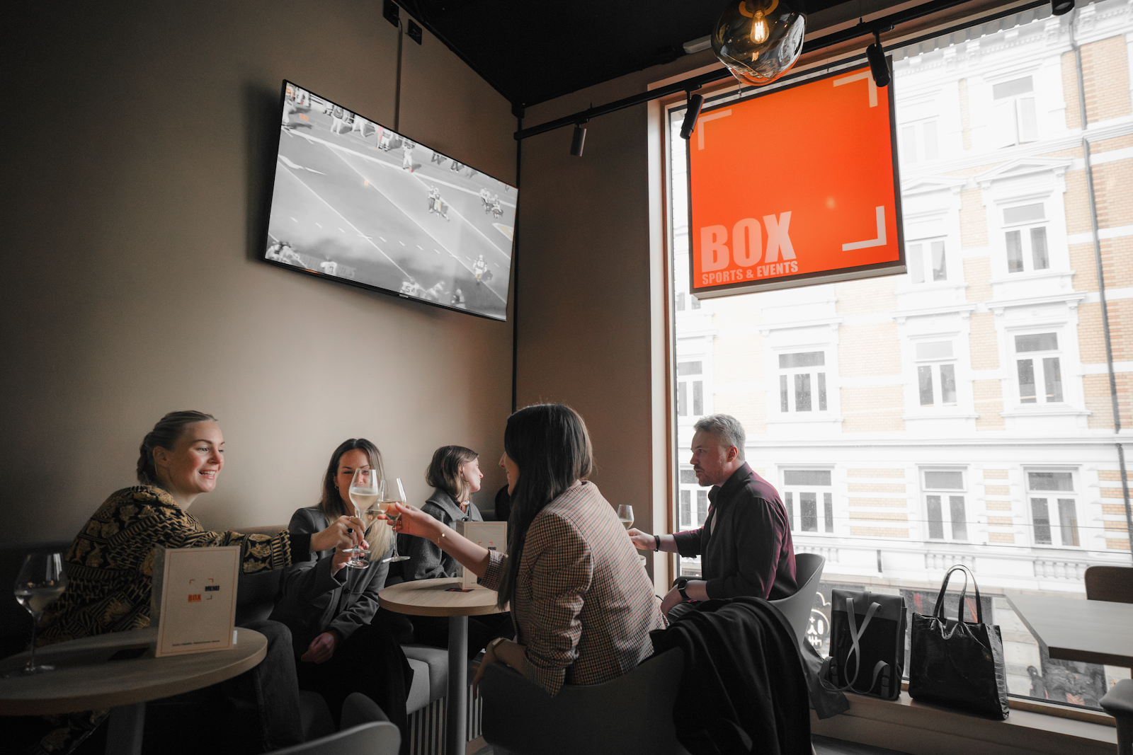 BOX sports bar interior with screens near Solli in Oslo
