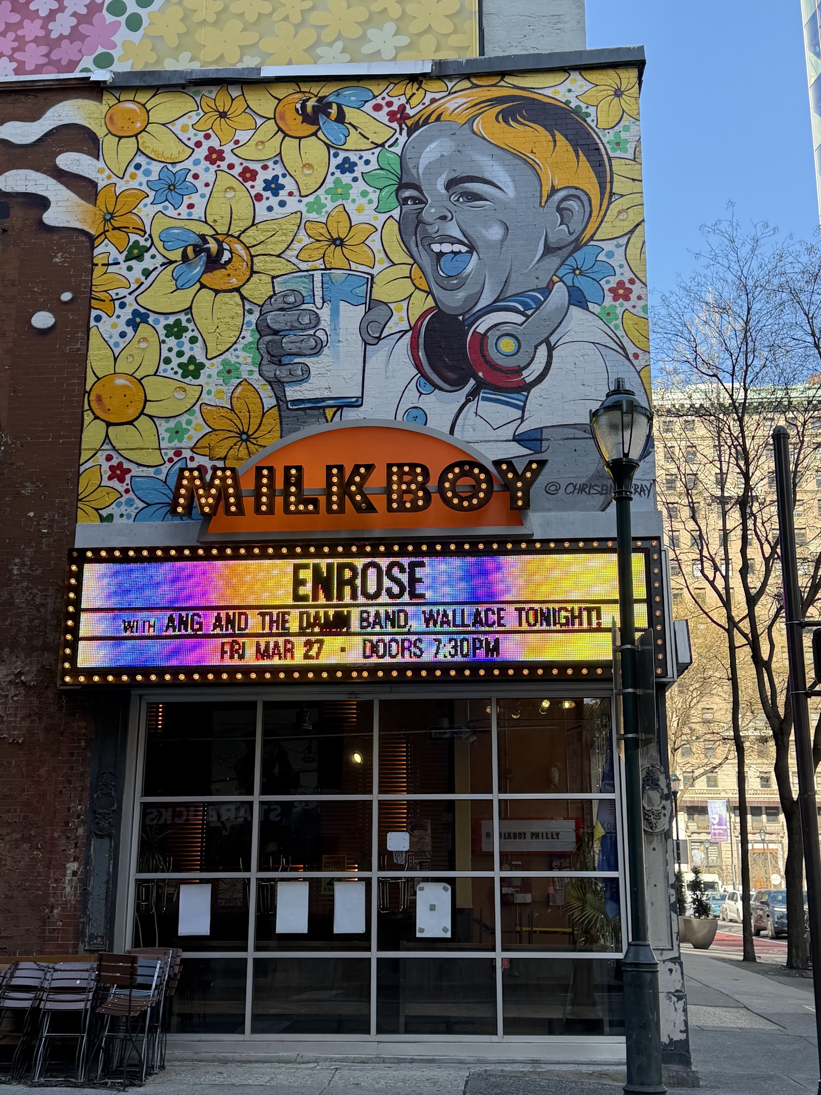 Bar and stage at MilkBoy on Chestnut Street in Center City, Philadelphia