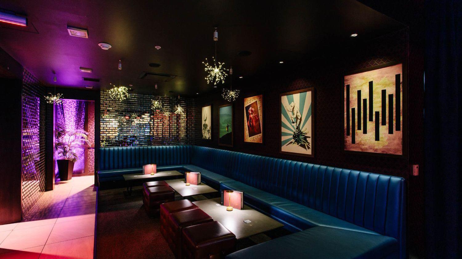 Upscale fourth-floor cocktail lounge at night in downtown Phoenix