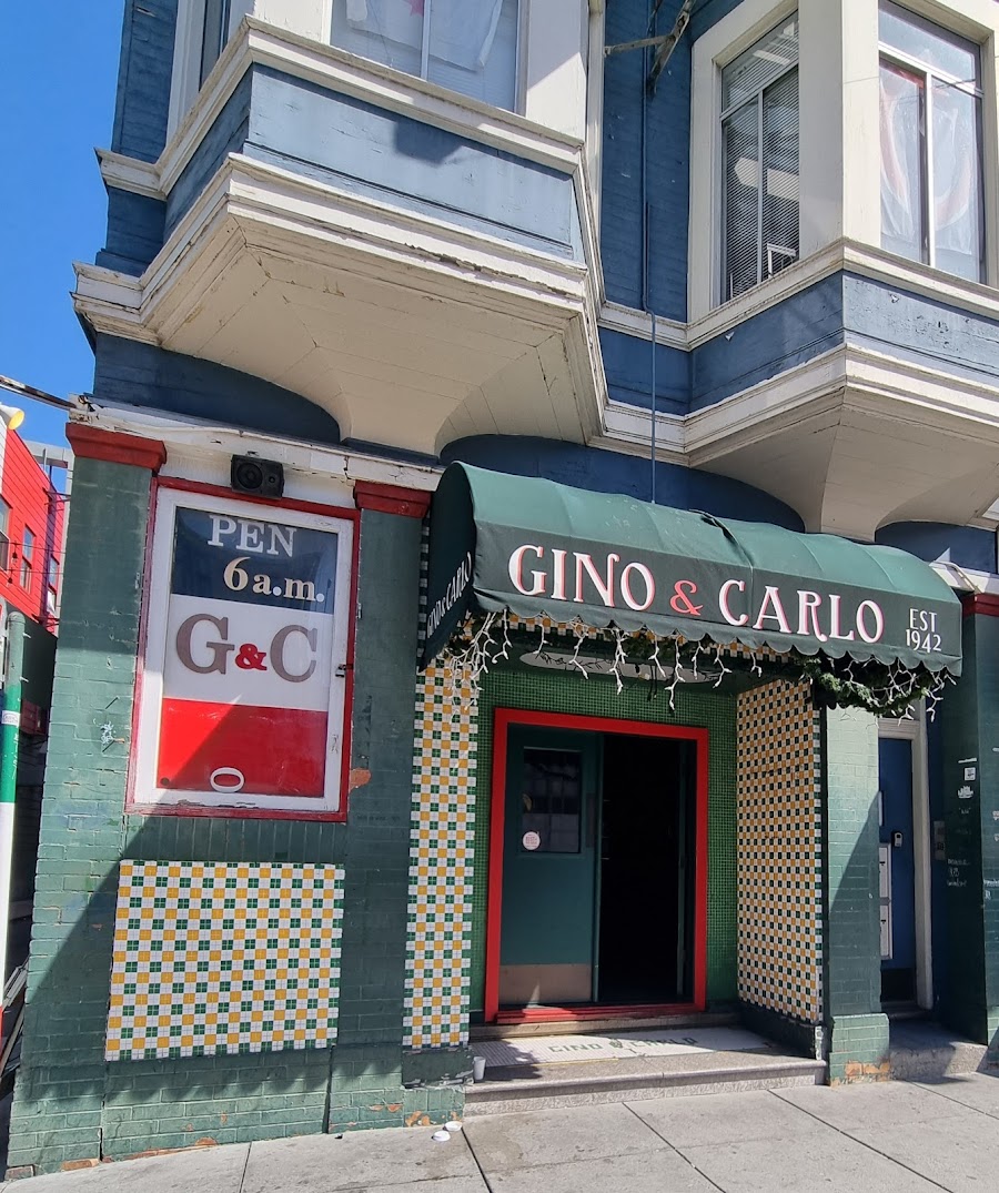 Gino and Carlo neon sign and dive bar on Green Street, North Beach San Francisco bar