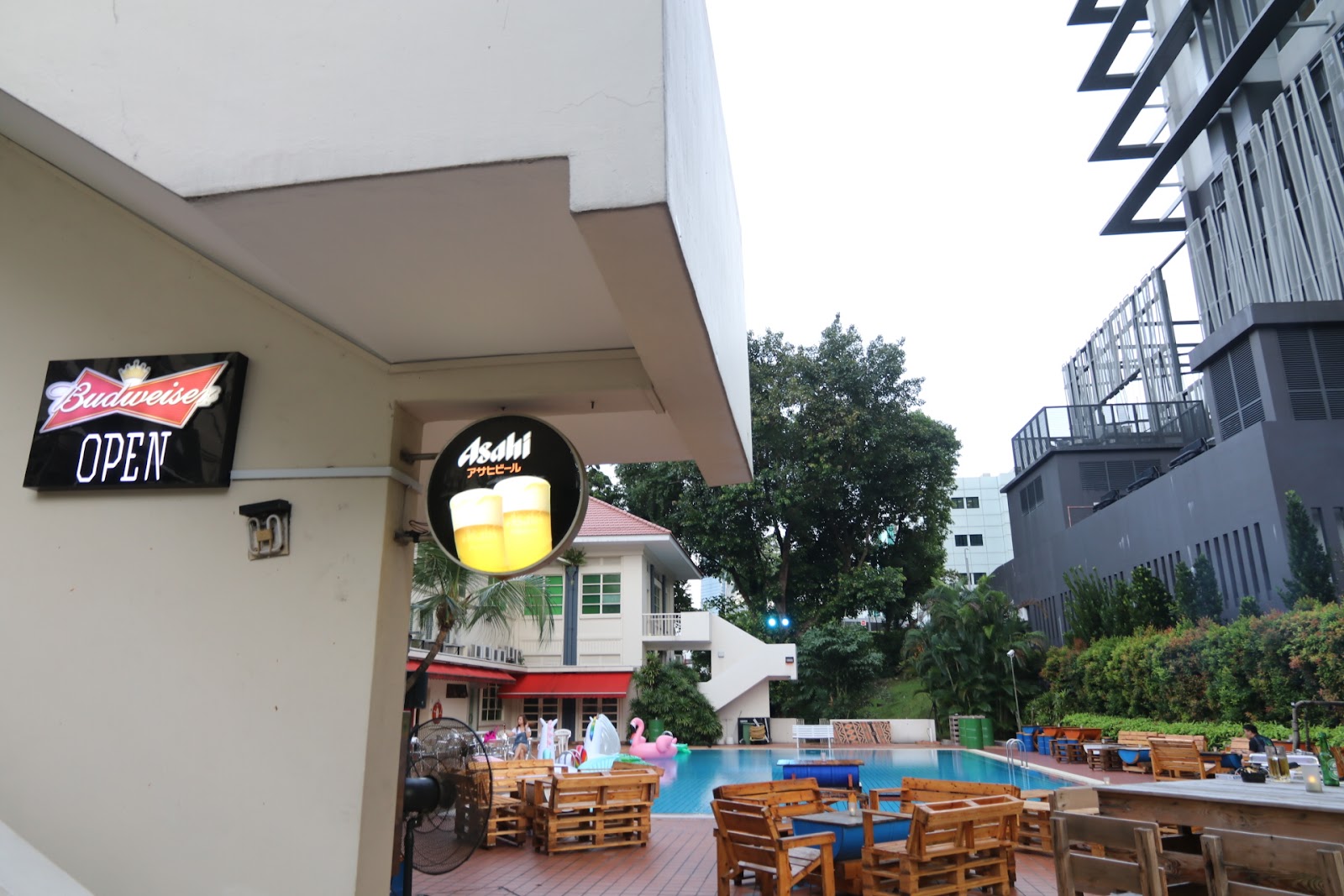 Owl Bar poolside terrace at the Medical Alumni Clubhouse, College Road, Singapore