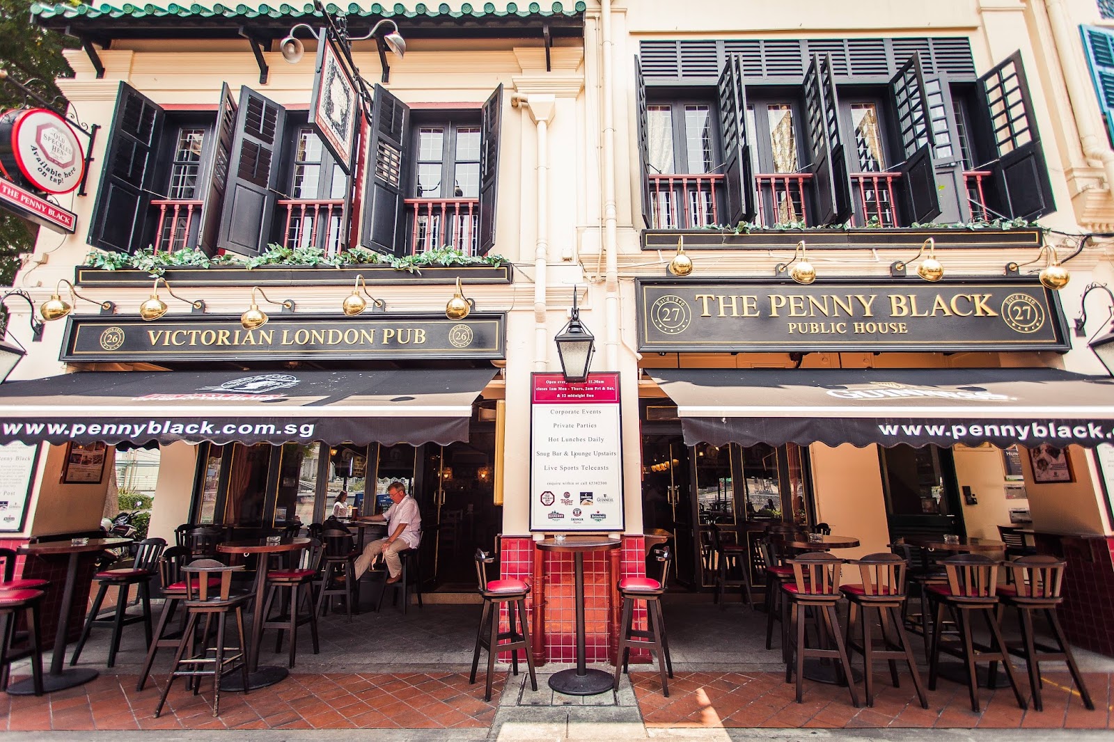 The Penny Black Victorian pub interior on Boat Quay, Singapore