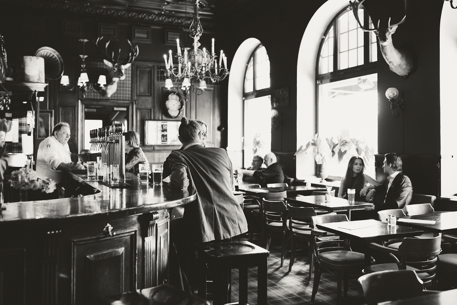 Tennstopet wood-paneled tavern interior, Vasastan Stockholm