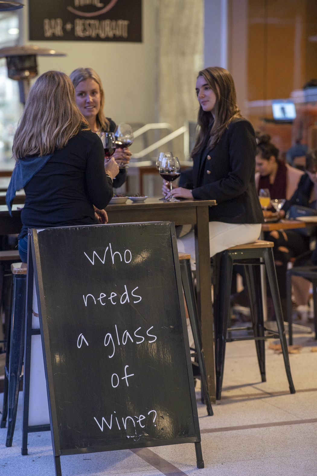 Fix Wine Bar counter on Elizabeth Street opposite Hyde Park, Sydney CBD