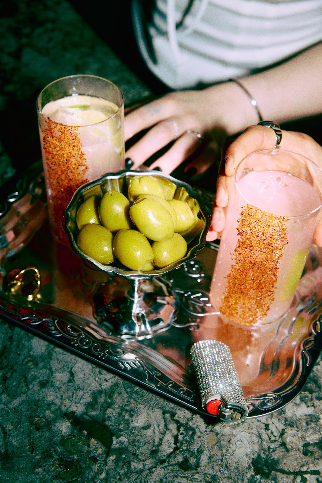 Cocktail on a bar counter in the spirit of Weltraum on Heumuhlgasse in Vienna's Wieden