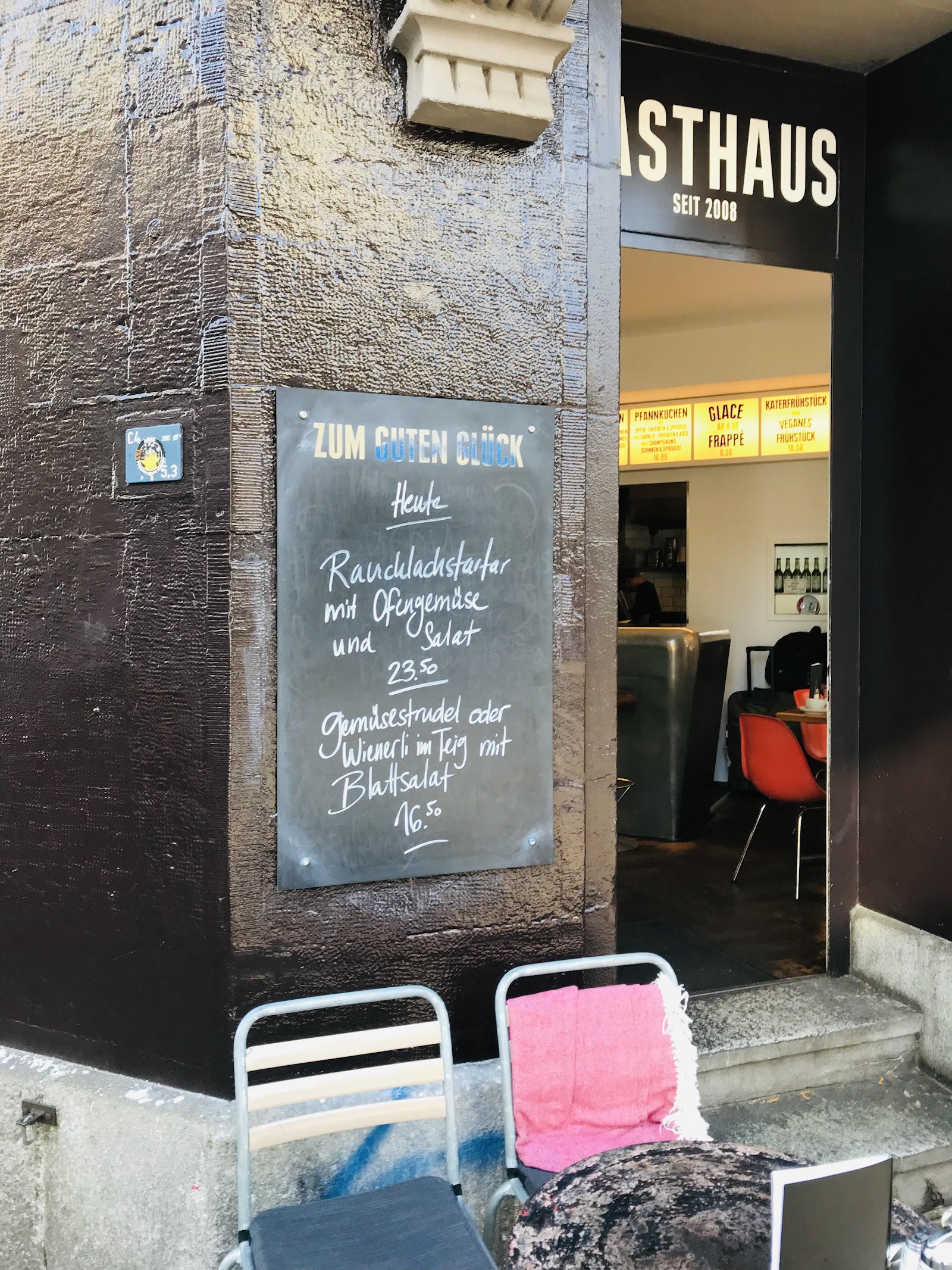 Gasthaus zum guten Glück café and bar with its pewter counter in Wiedikon, Zurich