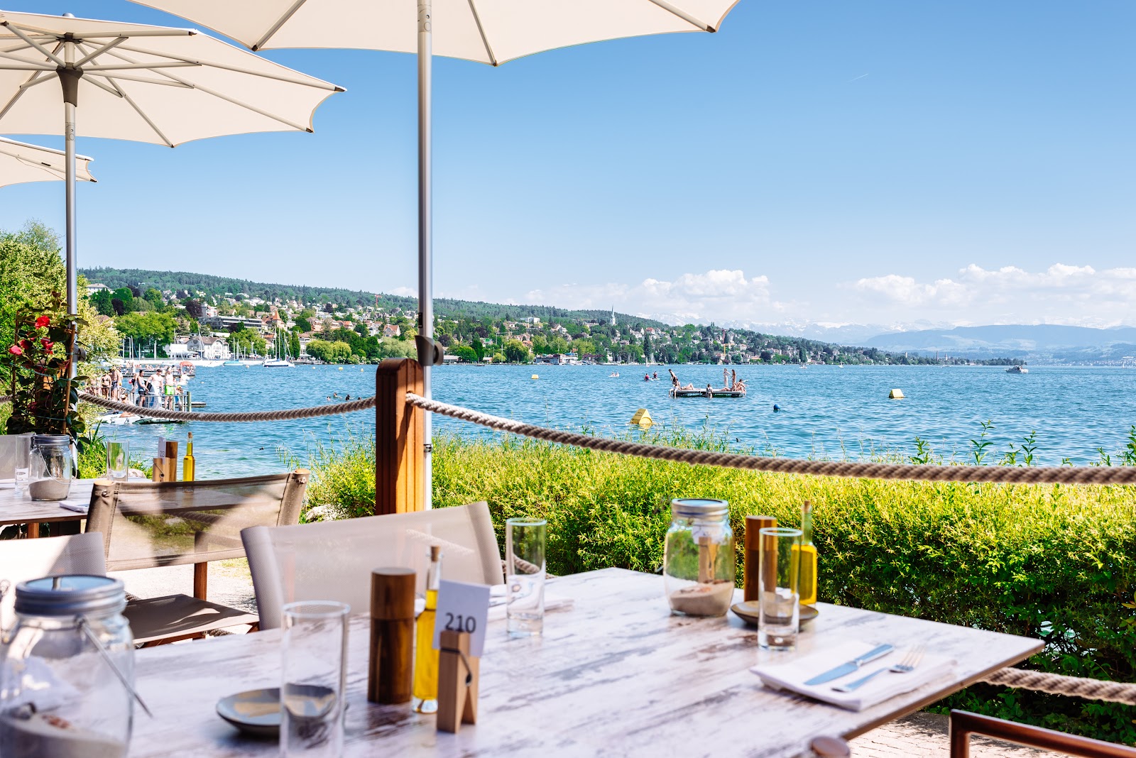 Lake Side terrace on the Zurichhorn shore of Lake Zurich
